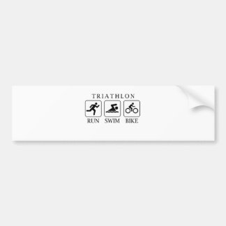 Triathlon run, swim and bike bumper sticker