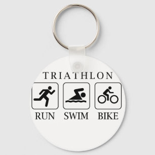 Triathlon run, swim and bike keychain