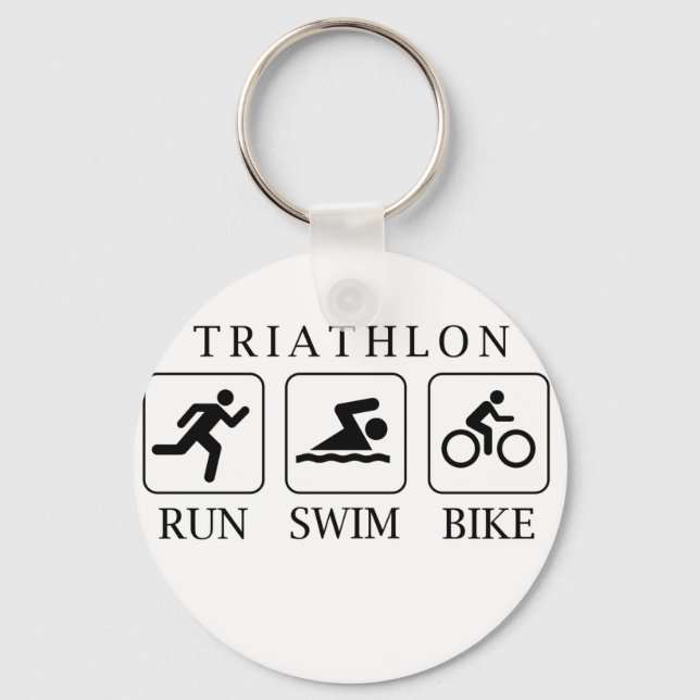 Triathlon run, swim and bike keychain (Front)