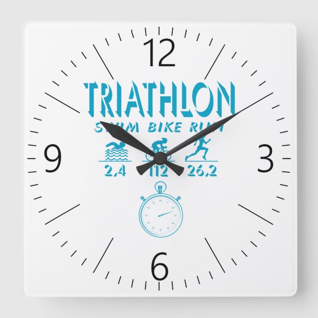 Triathlon Square Wall Clock (Front)