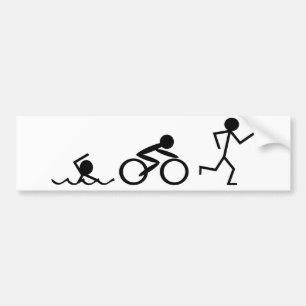 Triathlon Stick Figures Bumper Sticker