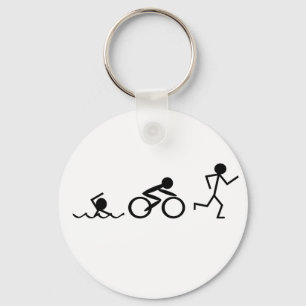 Triathlon Stick Figures Keychain