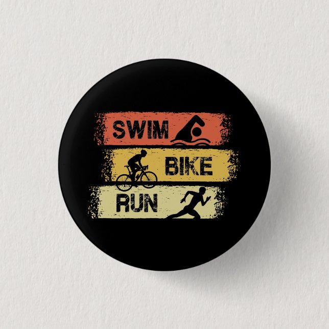 Triathlon - Swim Bike Run 1 Inch Round Button (Front)