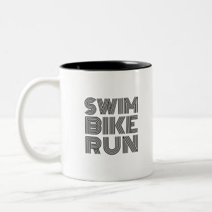 Triathlon swim bike run design Two-Tone coffee mug