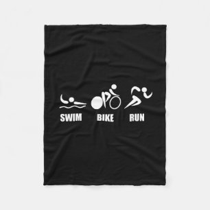 Triathlon Swim Bike Run Fleece Blanket