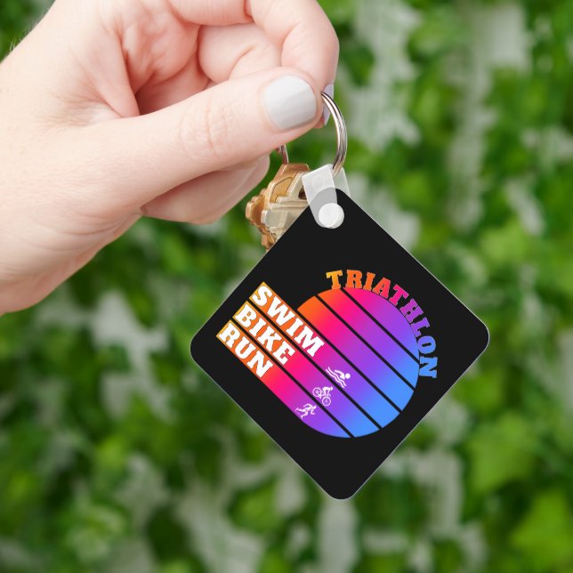 Triathlon Swim,bike ,run Keychain (Hand)