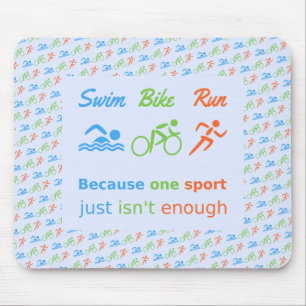 Triathlon swim bike run pictogram quote mouse pad