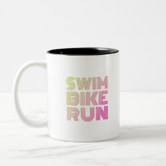 Triathlon swim bike run Two-Tone coffee mug