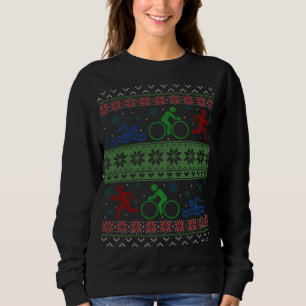 Triathlon Swim Bike Run Ugly Christmas Sweat