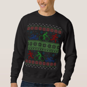 Triathlon Swim Bike Run Ugly Christmas Sweat