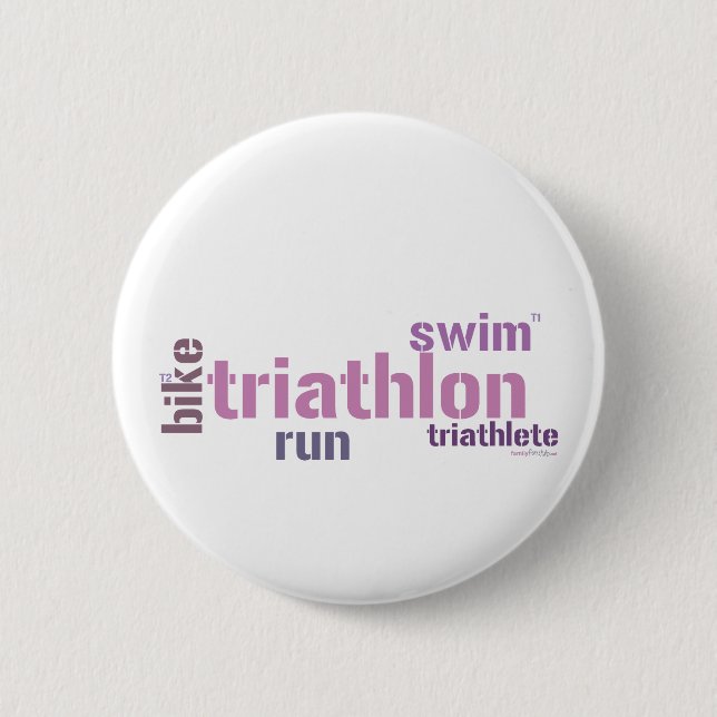 Triathlon Text 2 Inch Round Button (Front)