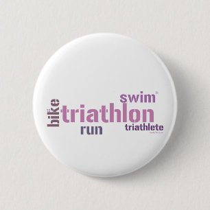 Triathlon Text 2 Inch Round Button
