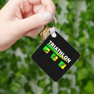 Triathlon Transcendence: Swim, Bike, Run Success Keychain
