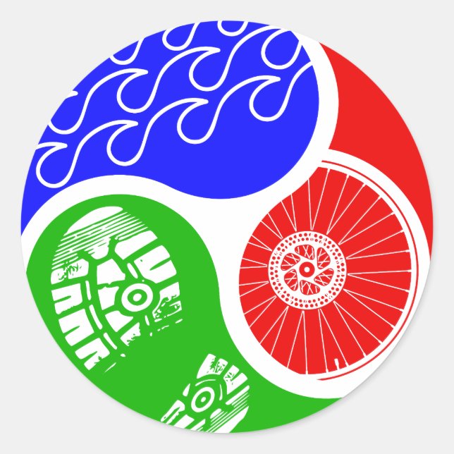 Triathlon TRI Yin Yang Classic Round Sticker (Front)