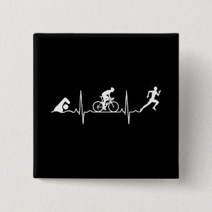 Triathlon - Triathlon Heartbeat 2 Inch Square Button