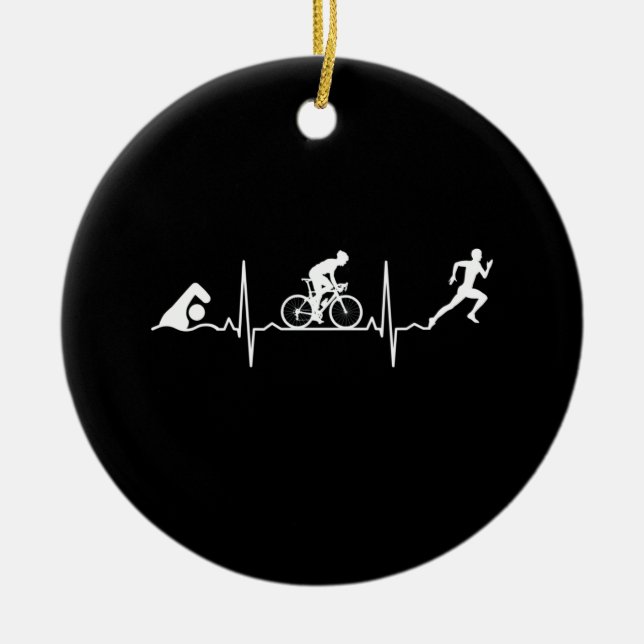 Triathlon - Triathlon Heartbeat Ceramic Ornament (Front)