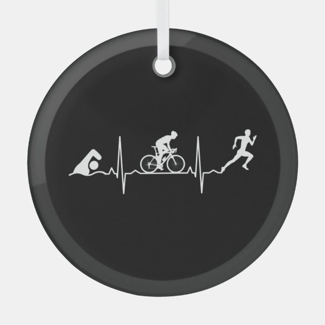 Triathlon - Triathlon Heartbeat Glass Ornament (Front)