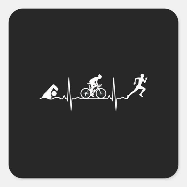 Triathlon - Triathlon Heartbeat Square Sticker (Front)