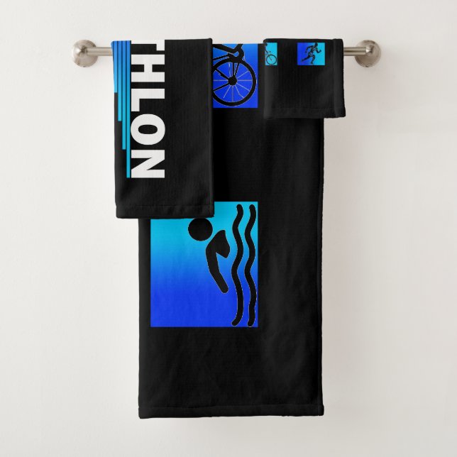 Triathlon Triumph: Navigating the Swim, Bike, Run  Bath Towel Set (Insitu)