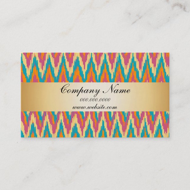 TribaI Colours Ikat ZigZag Pocket 2019 Calendar Business Card (Front)