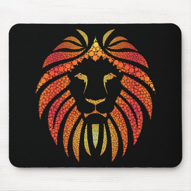 Tribal Abstract Orange Lion Face Mouse Pad (Front)