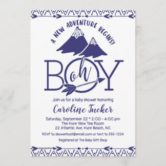 Tribal Adventure Baby Boy Shower Invitation