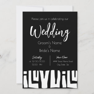 Tribal African Black and White Wedding Invitation