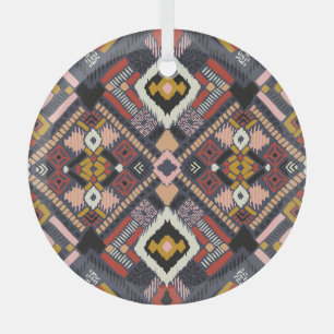Tribal African Chevron Aztec Pattern Glass Ornament
