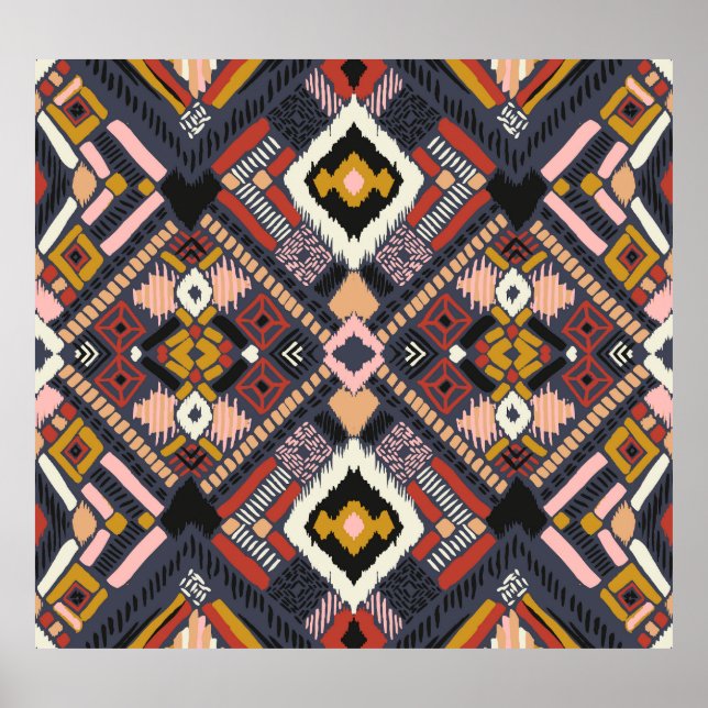Tribal African Chevron Aztec Pattern Poster (Front)