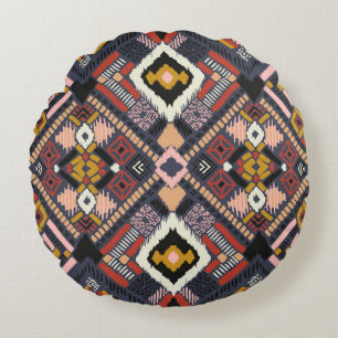 Tribal African Chevron Aztec Pattern Round Pillow