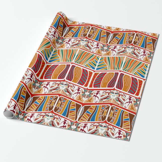 Tribal African Pattern Ethnic Wrapping Paper (Unrolled)