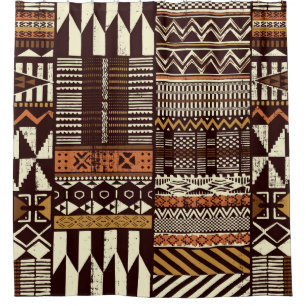 Tribal African style fabric patchwork abstract vin