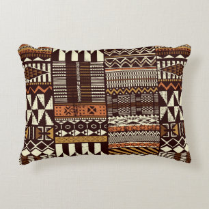 Tribal African style fabric patchwork abstract vin Accent Pillow