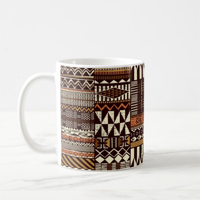Tribal African style fabric patchwork abstract vin Coffee Mug (Left)