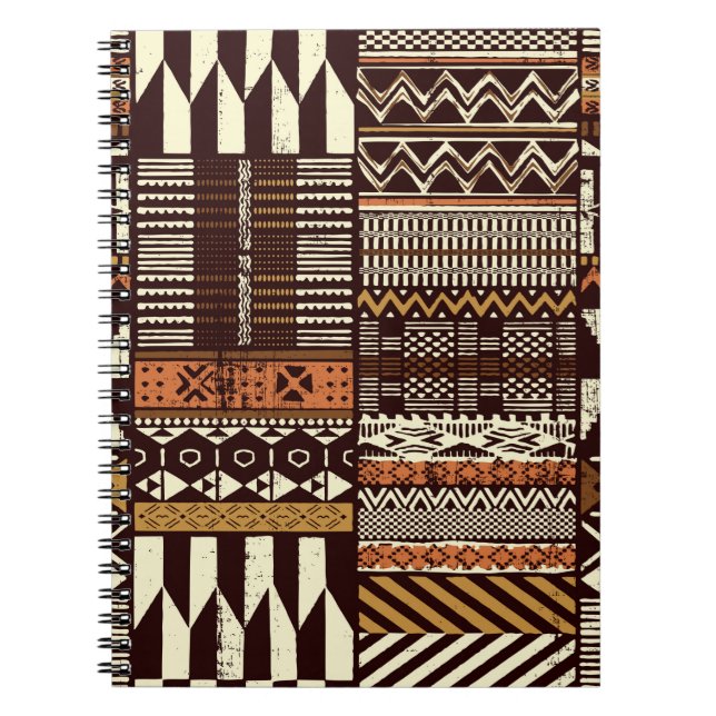 Tribal African style fabric patchwork abstract vin Notebook (Front)