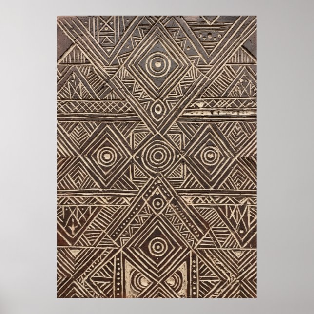 Tribal African Wood Carving Geometric Art Poster (Front)