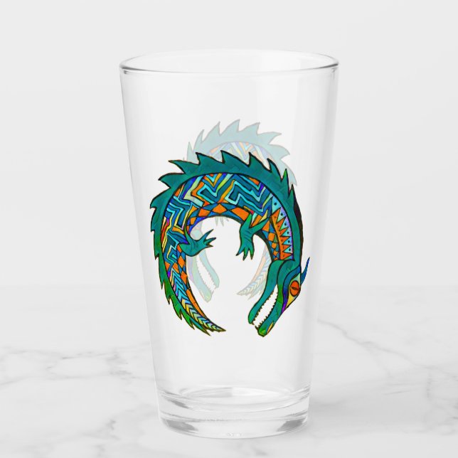 Tribal Alligator Art Glass (Front)