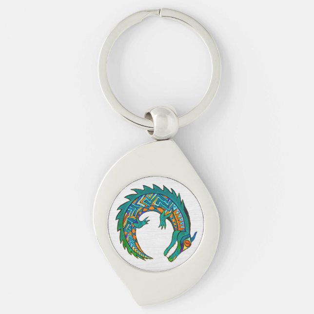 Tribal Alligator Art Keychain (Front)