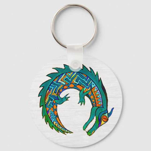 Tribal Alligator Art Keychain (Front)