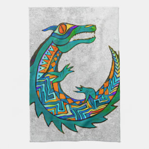 Tribal Alligator Art Kitchen Towel