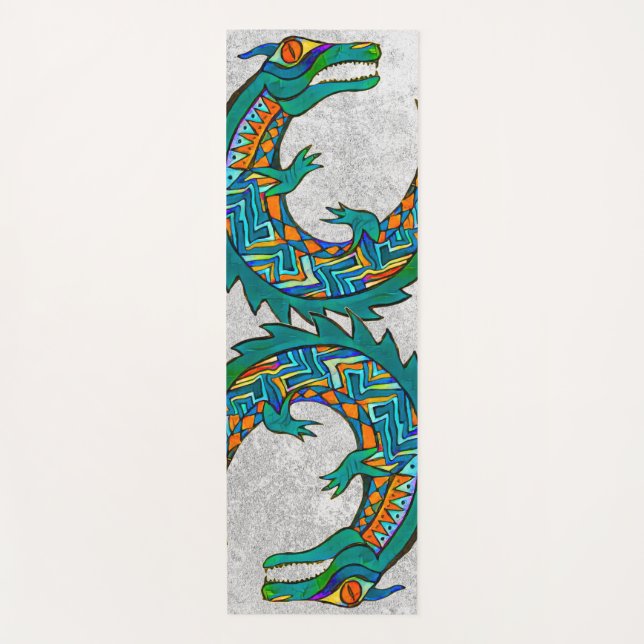 Tribal Alligator Art Yoga Mat (Front)