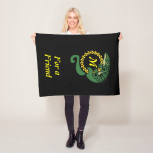 Tribal Alligator Lizard Hugging a Sun Monogram Fleece Blanket