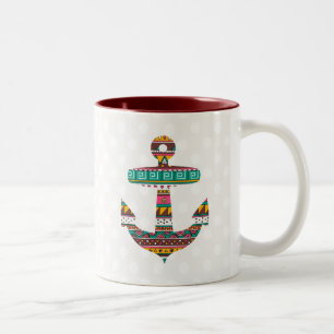 Tribal Anchor Two-Tone Coffee Mug