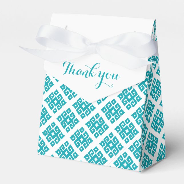 Tribal angular aqua teal thank you gift box (Front Side)