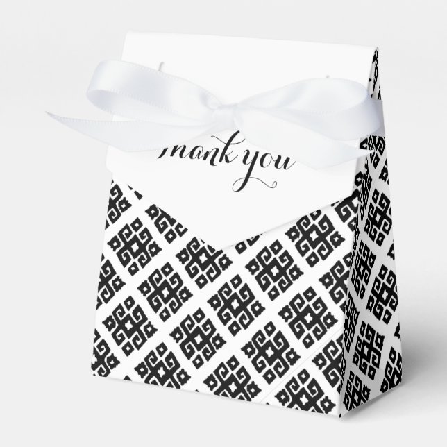 Tribal angular black white thank you gift box (Front Side)