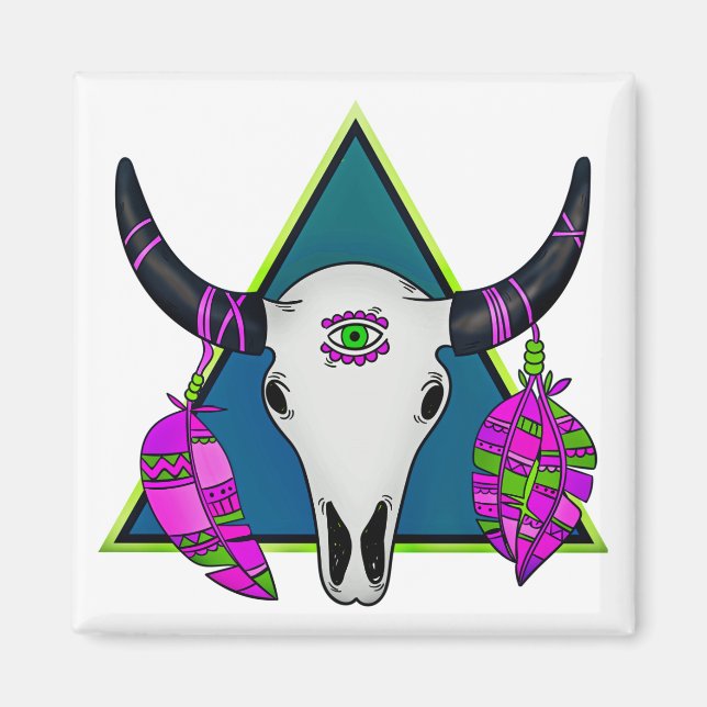 Tribal animal skull  magnet (Front)