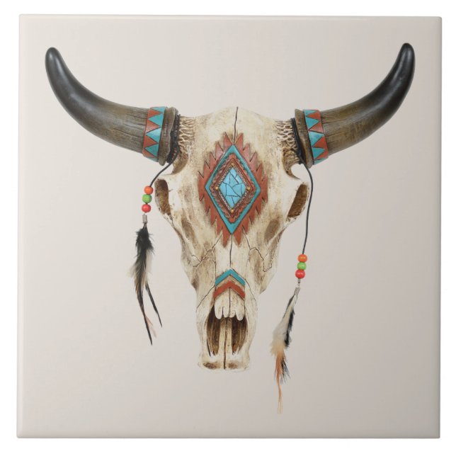 Tribal Animal Skull Tile (Front)