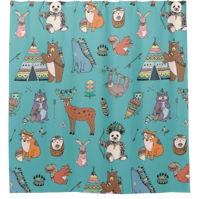Tribal animals: woodland forest pattern. (Front)