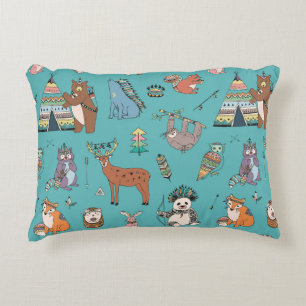 Tribal animals: woodland forest pattern. accent pillow