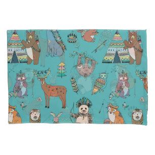 Tribal animals: woodland forest pattern. pillowcase